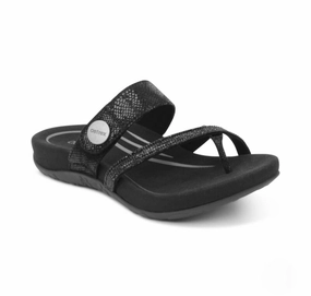 Izzy Adjustable Slide Sandal In Black Sparkle
