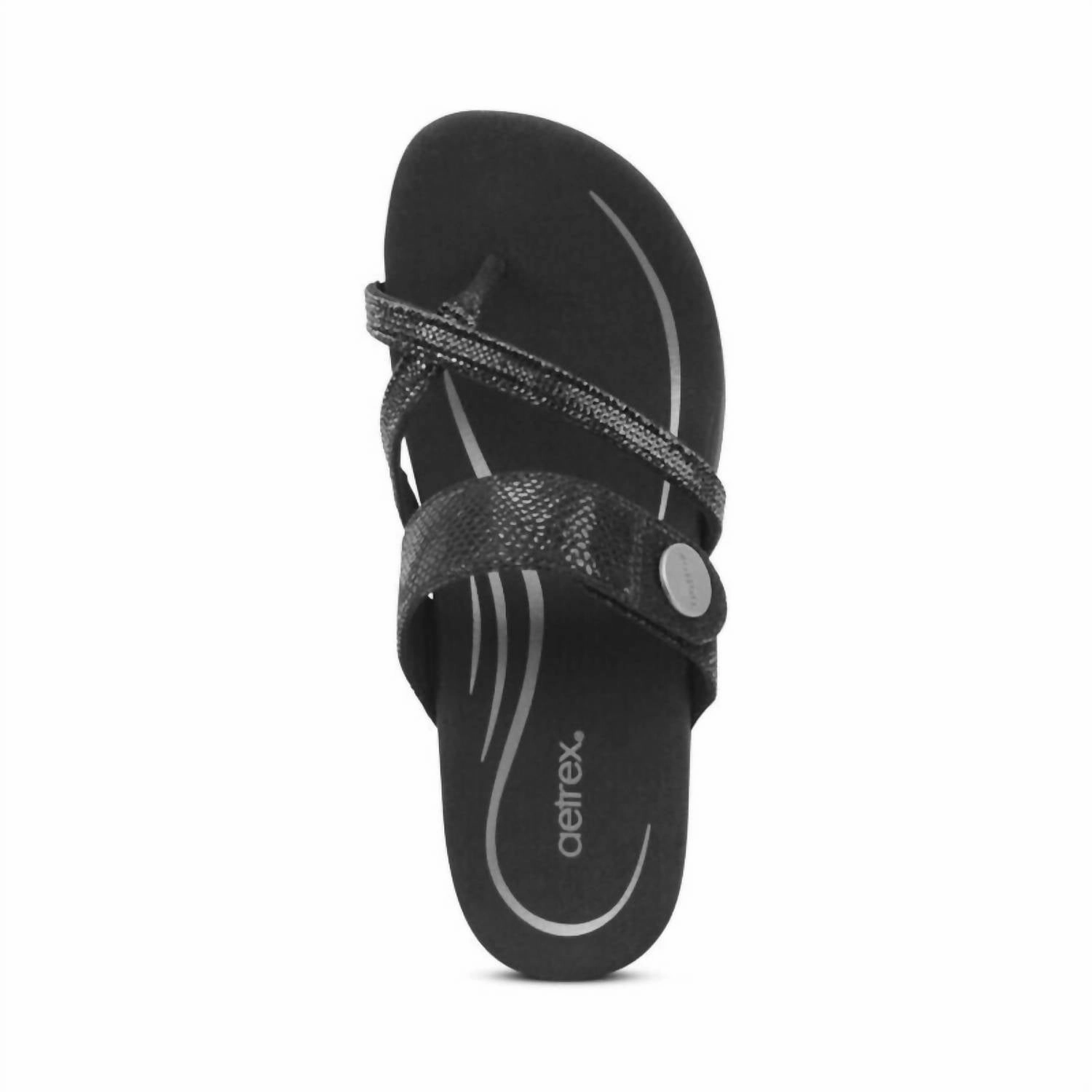 Izzy Adjustable Slide Sandal In Black Sparkle