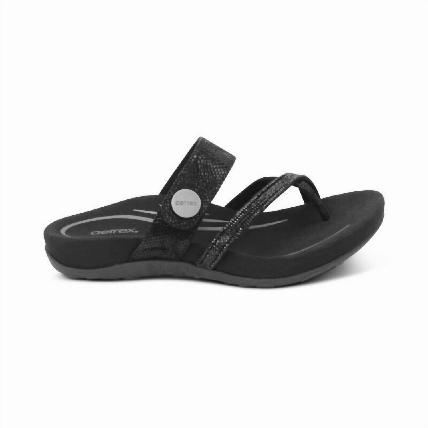 Izzy Adjustable Slide Sandal In Black Sparkle