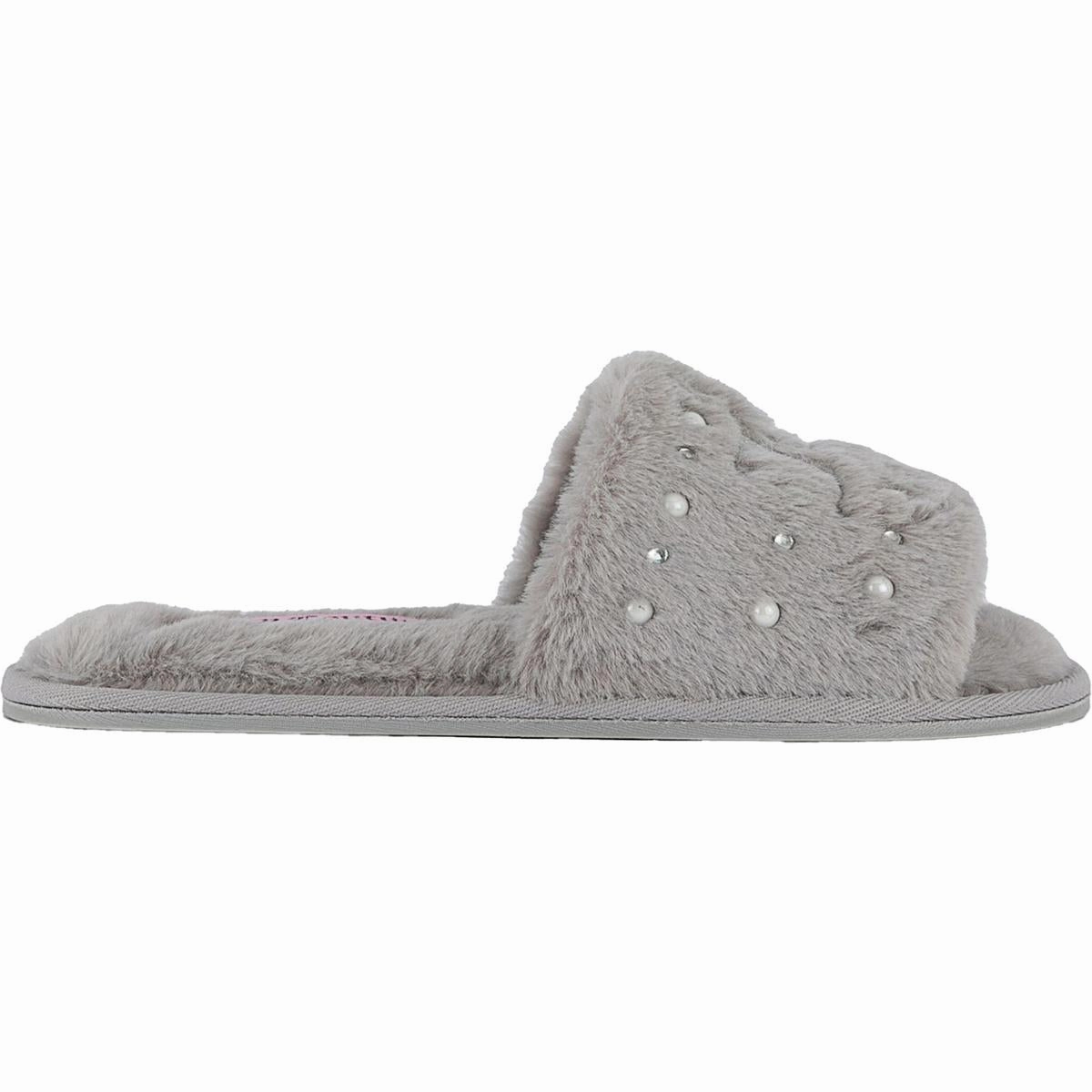 JcGyanna2 Womens Embellished Faux Fur Slide Sandals