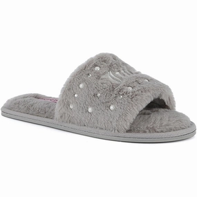 JcGyanna2 Womens Embellished Faux Fur Slide Sandals