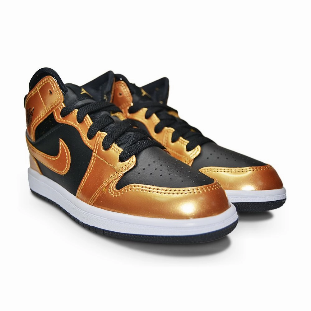Juniors Nike Air Jordan 1 Mid SE - DR6967 071 - Black Metallic Gold White