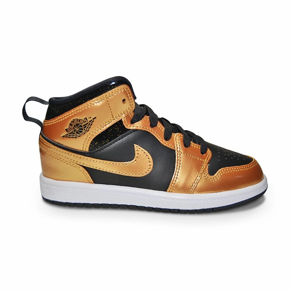 Juniors Nike Air Jordan 1 Mid SE - DR6967 071 - Black Metallic Gold White