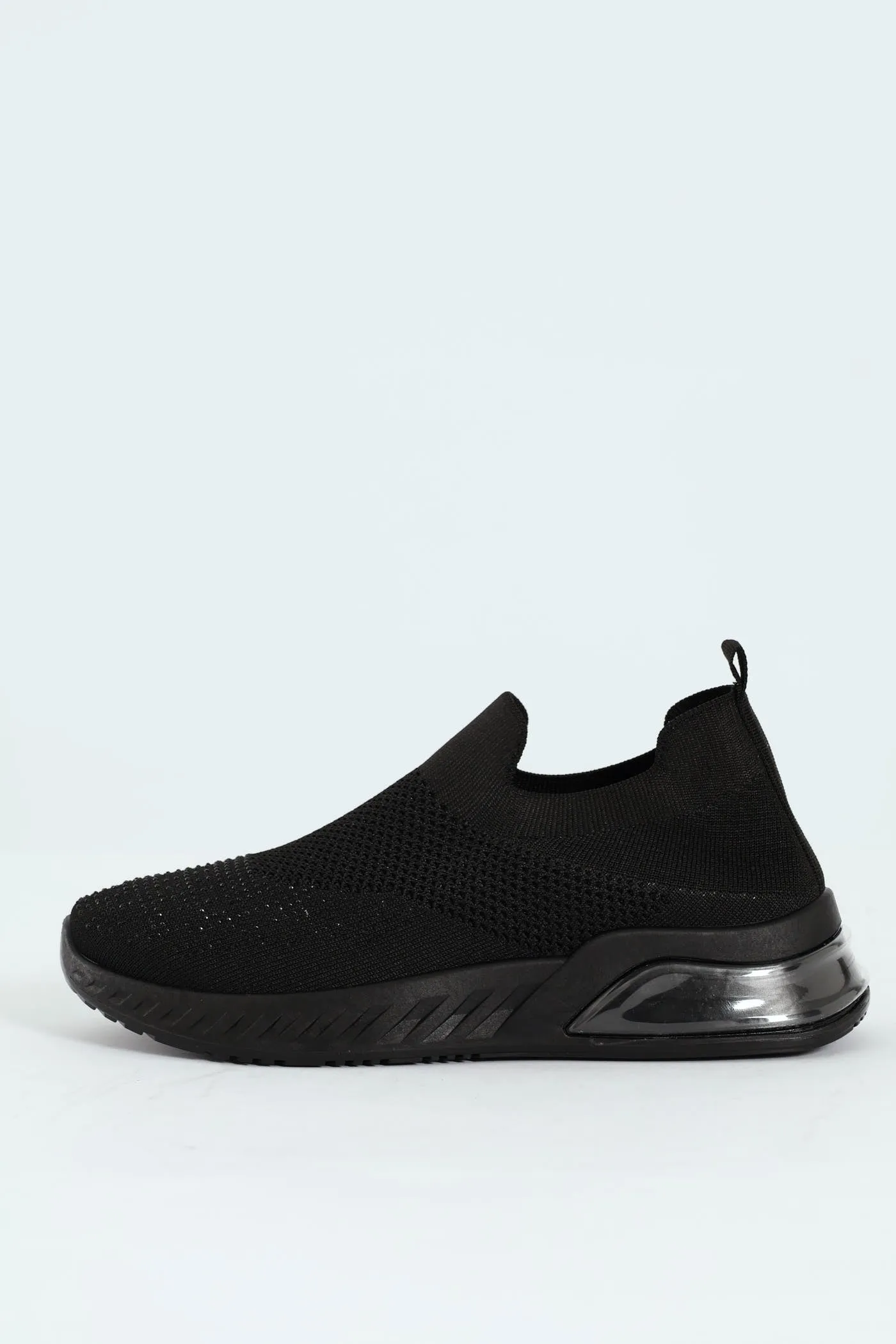 Knit Diamante Slip On Sneaker - Black