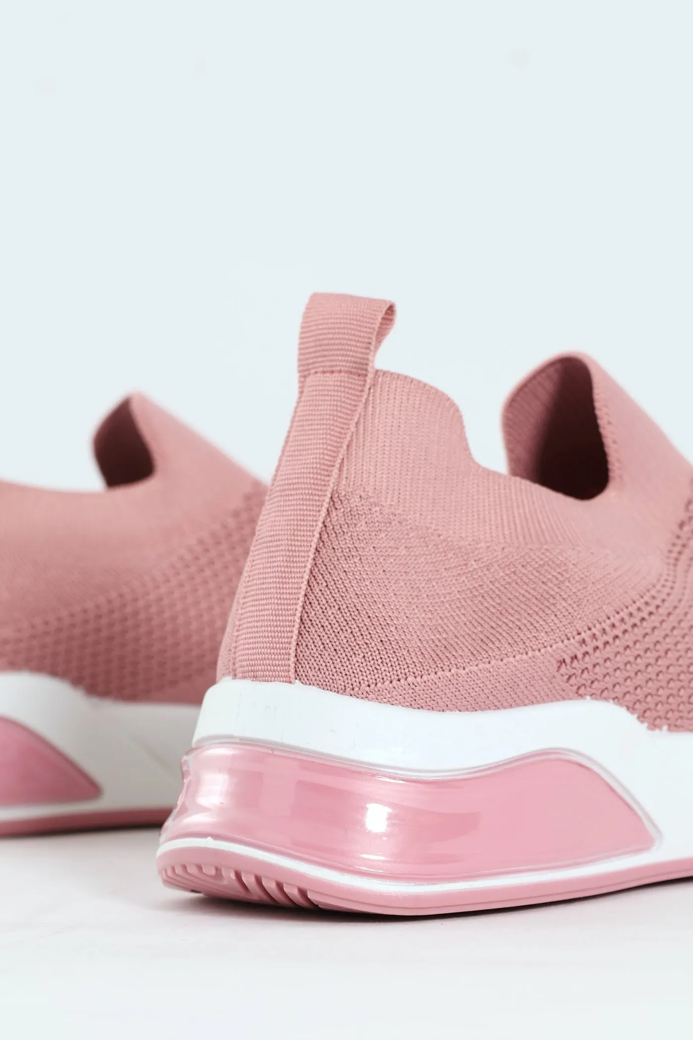 Knit Slip On Sneaker With Diamnte Detail - Blush