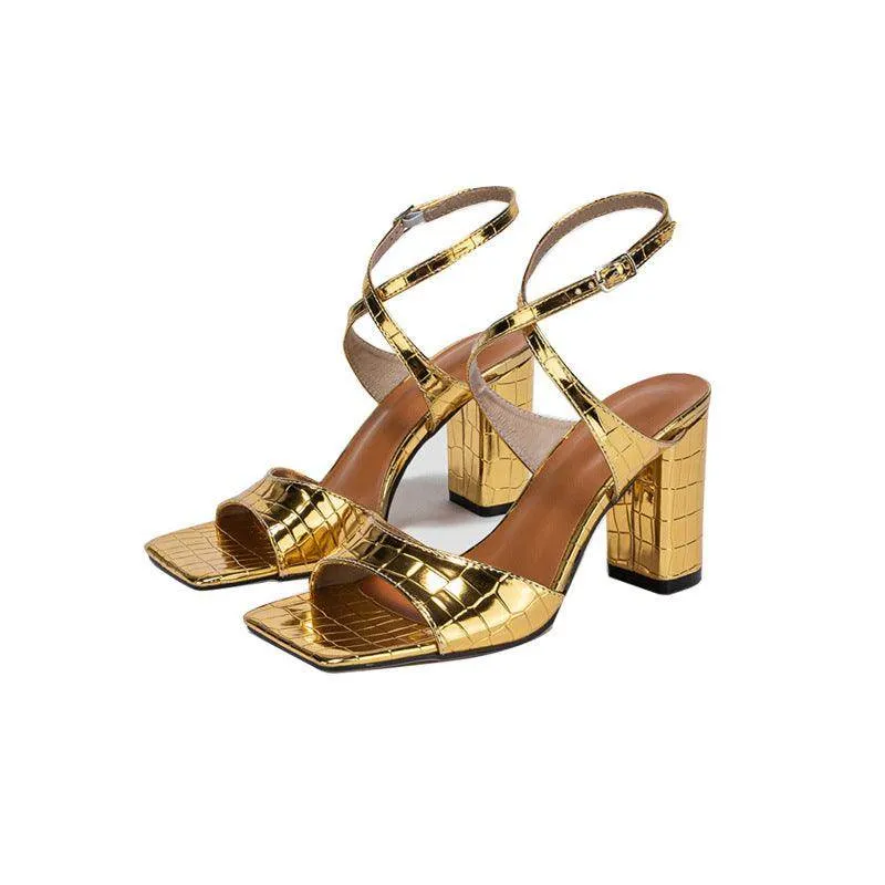 Lace-up Chunky Heel Sandals 725106291682