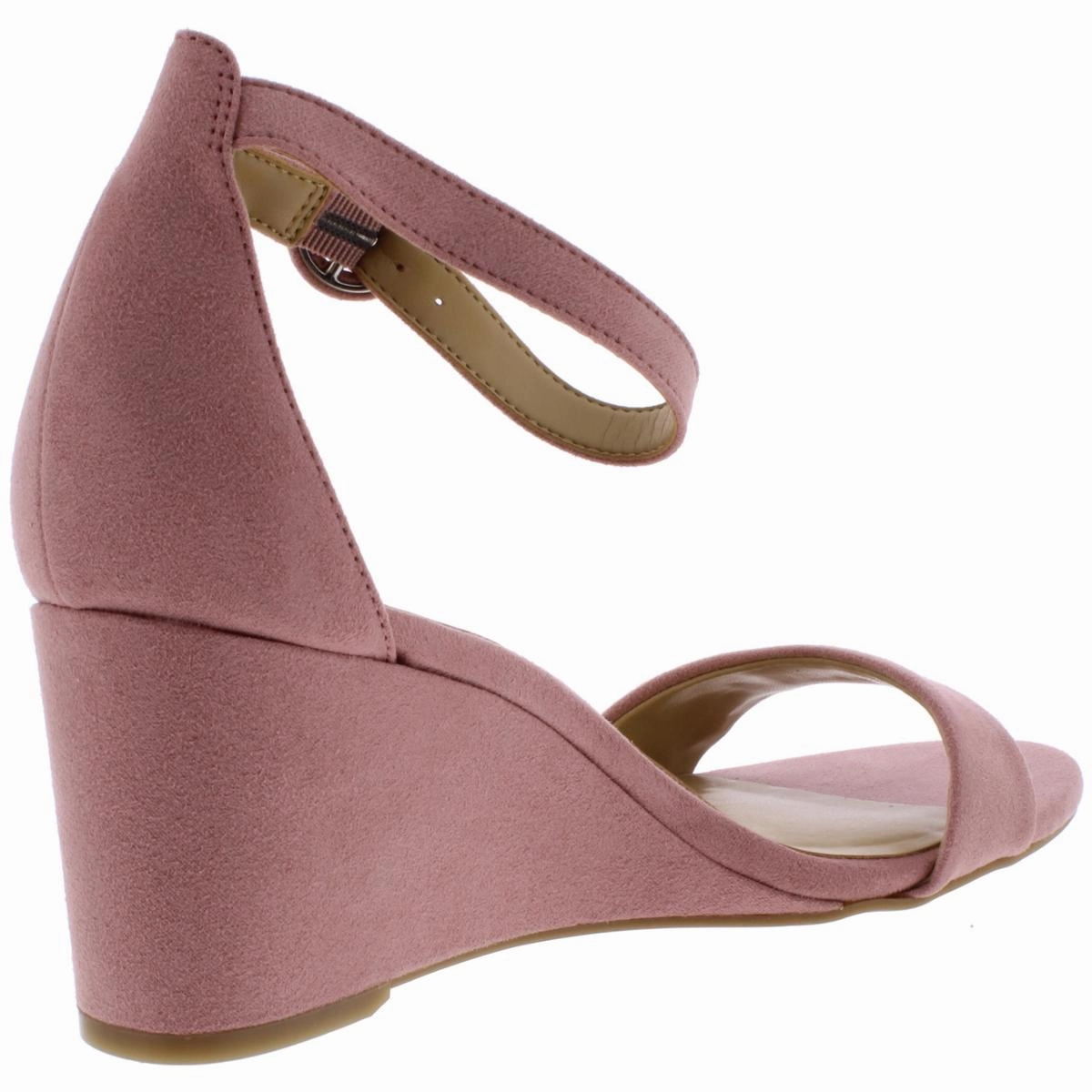 London Womens Solid Ankle Strap Wedge Sandals