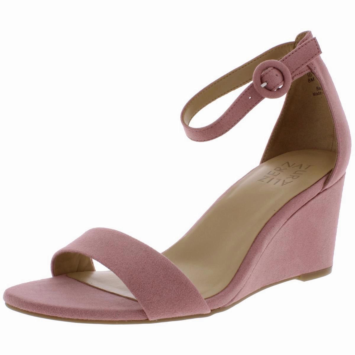 London Womens Solid Ankle Strap Wedge Sandals