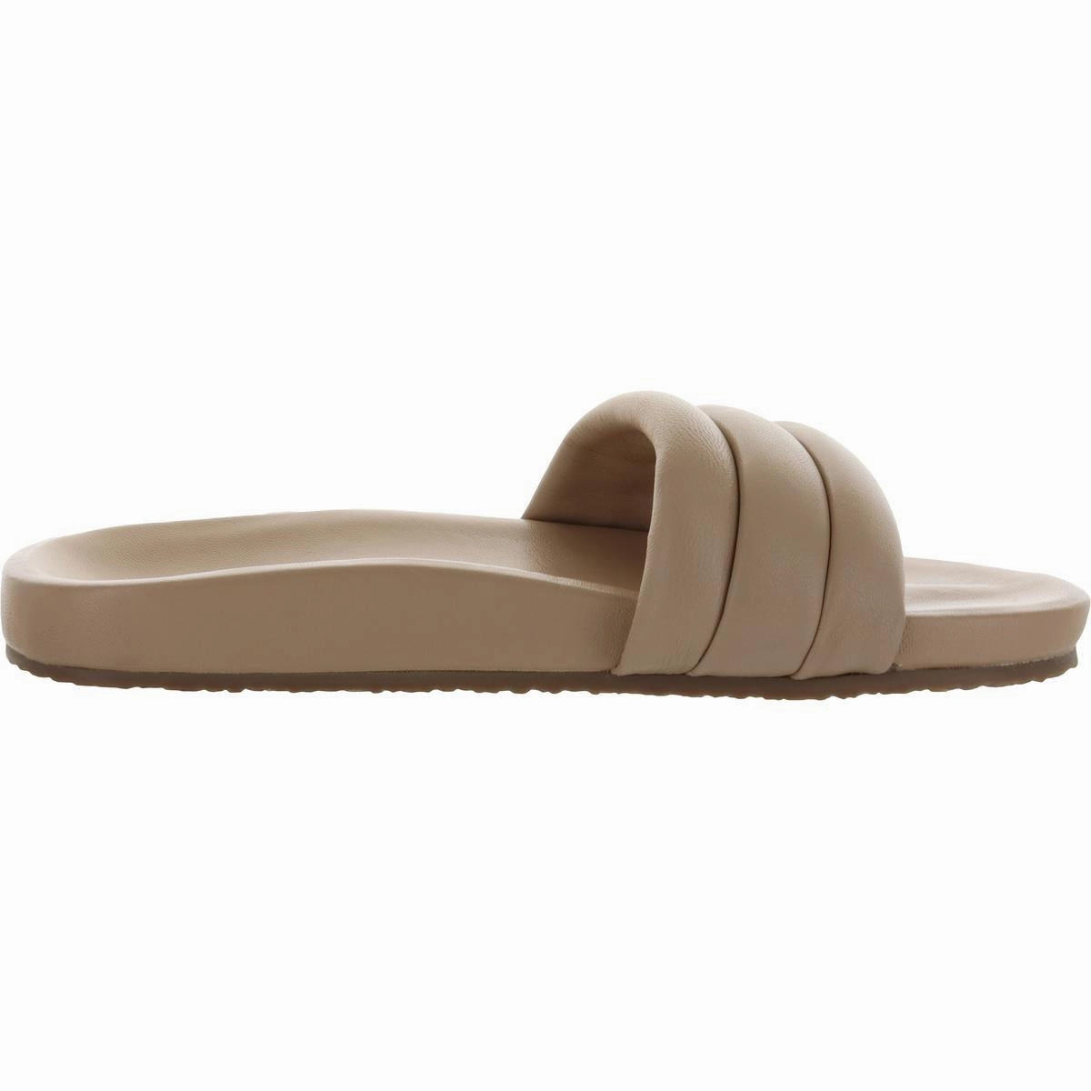 Low Key Womens Leather Slip On Slide Sandals