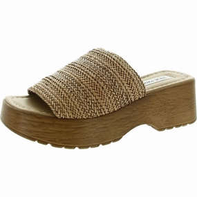 March Womens Woven Faux Leather Platform Sandals