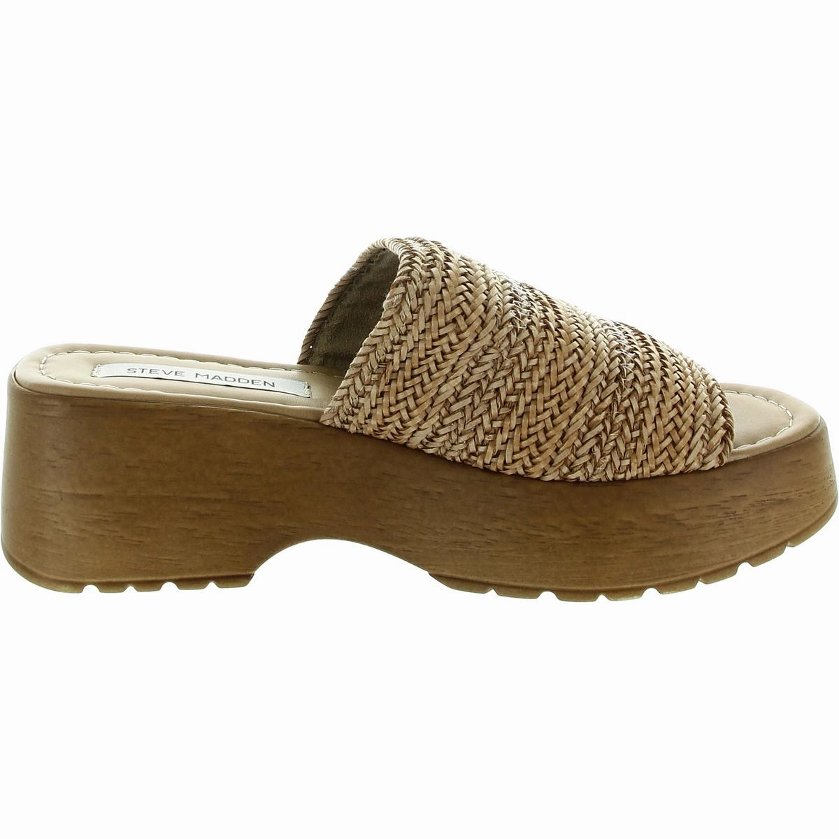 March Womens Woven Faux Leather Platform Sandals