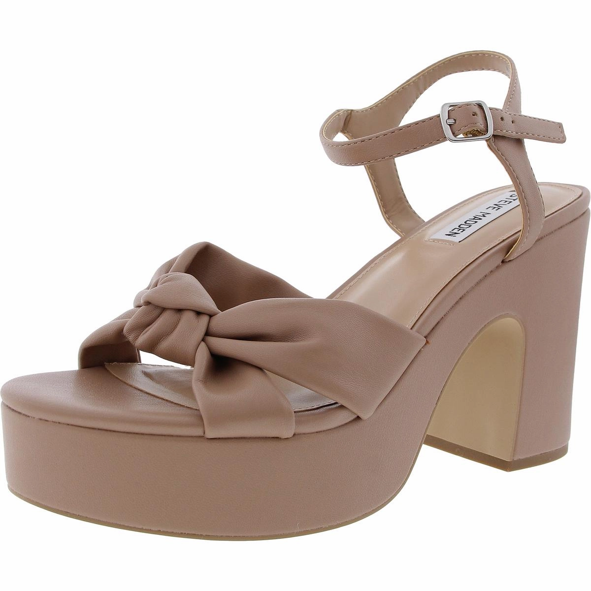 Mella Womens Buckle Faux Leather Platform Sandals