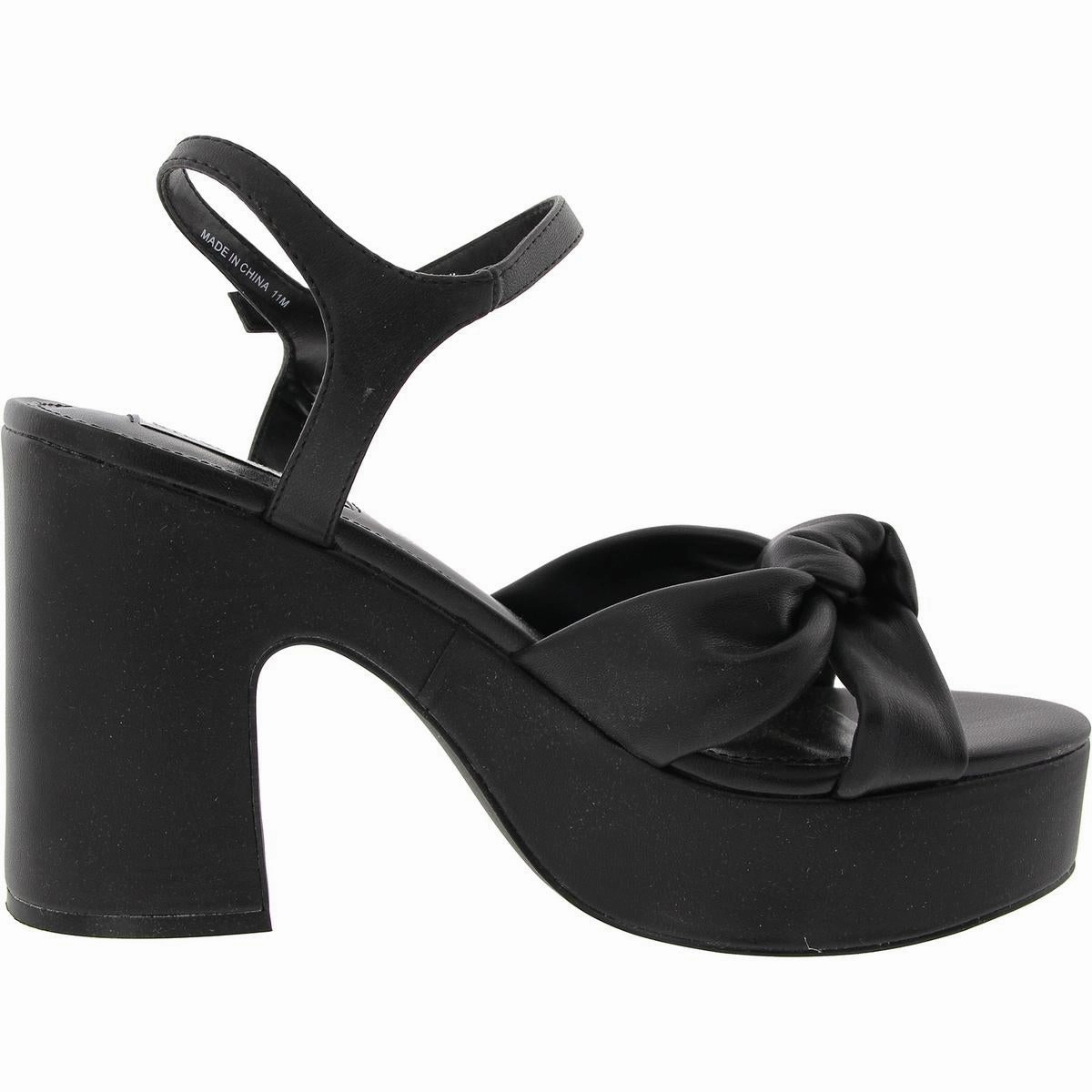 Mella Womens Buckle Faux Leather Platform Sandals