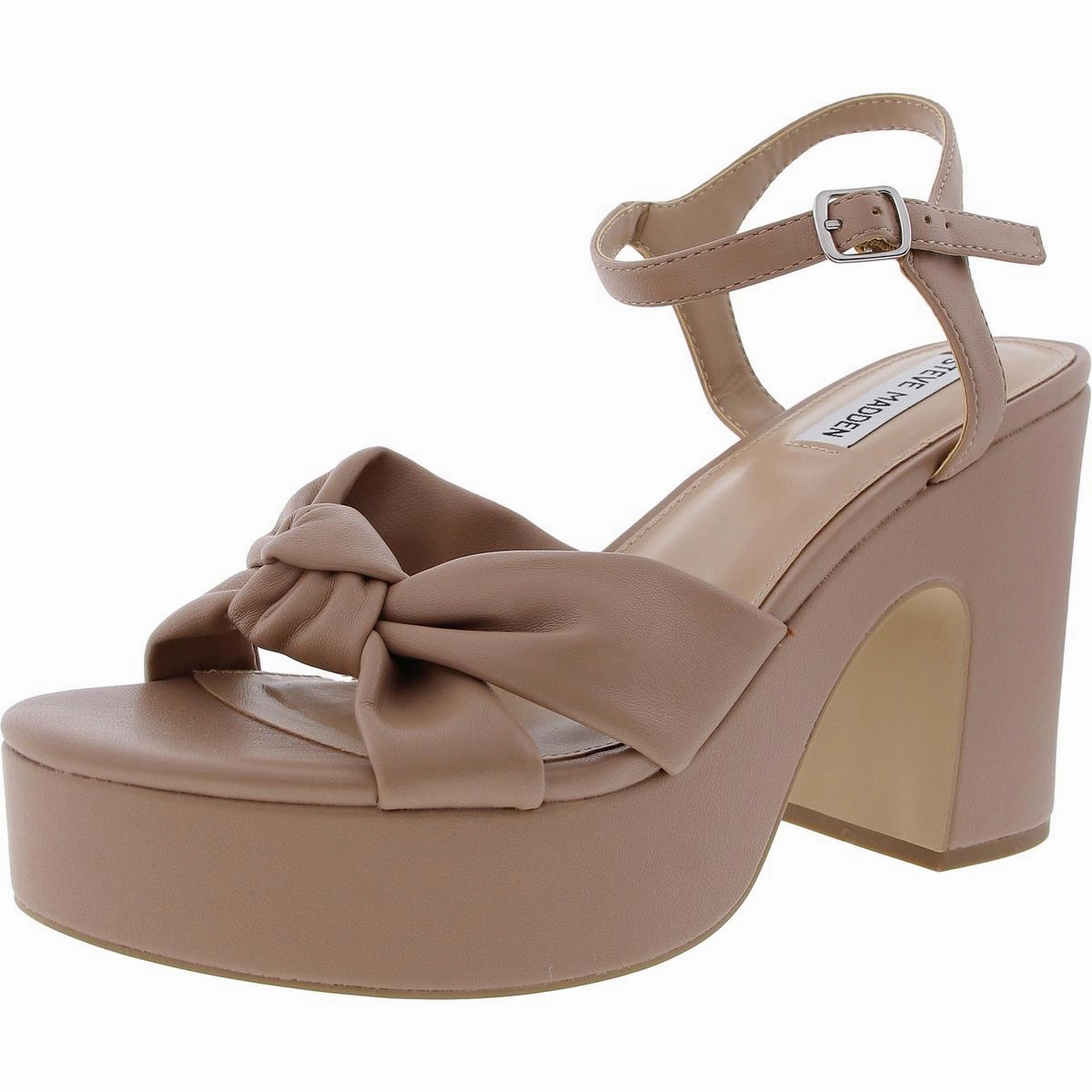 Mella Womens Buckle Faux Leather Platform Sandals