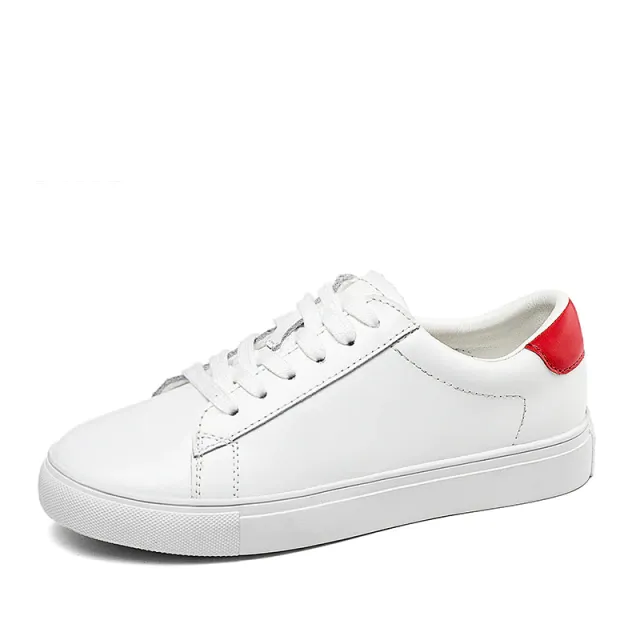 Monrroy Women's Leather Flat Comfortable Soft Sneaker Shoes