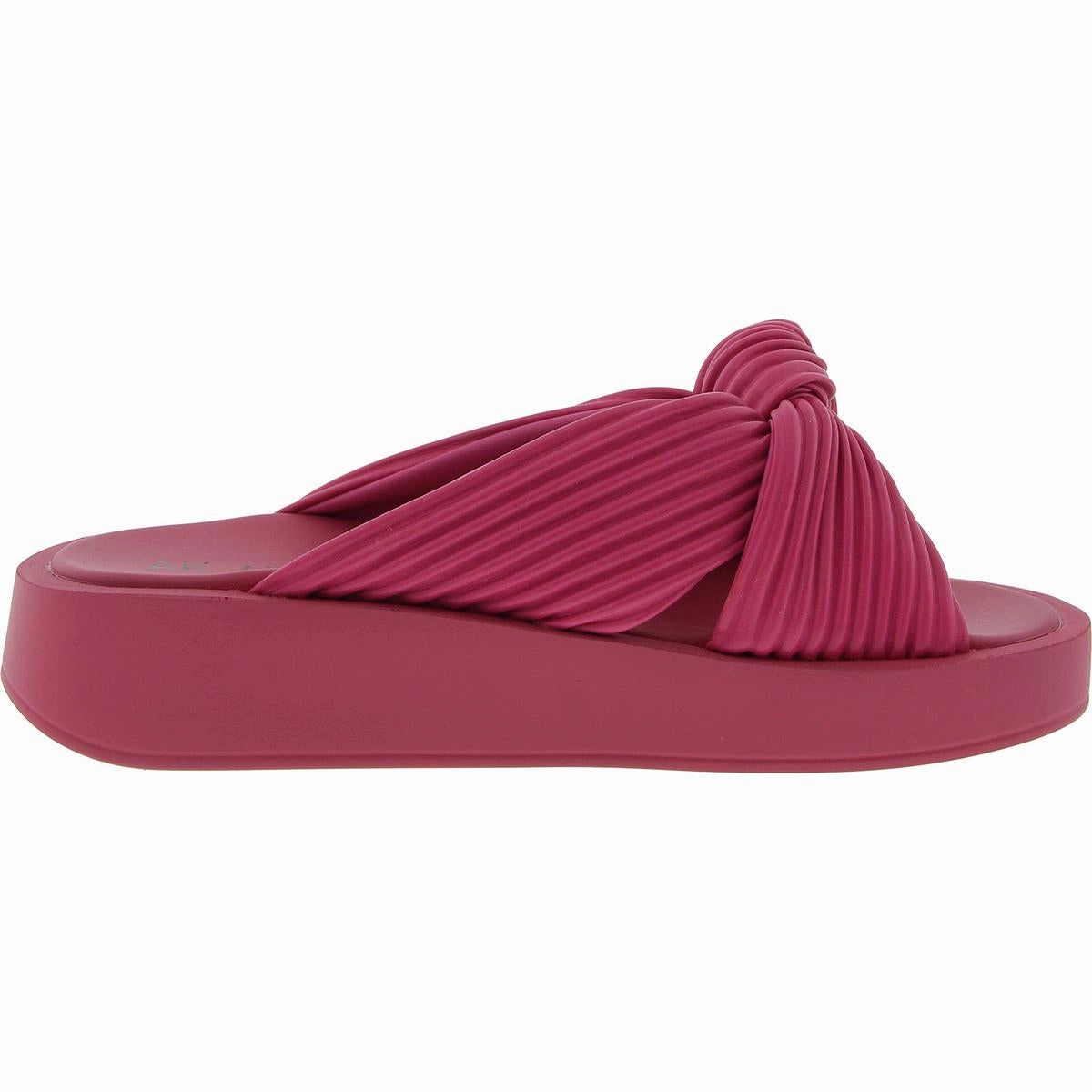 Nana Womens Pleated Faux Leather Slide Sandals
