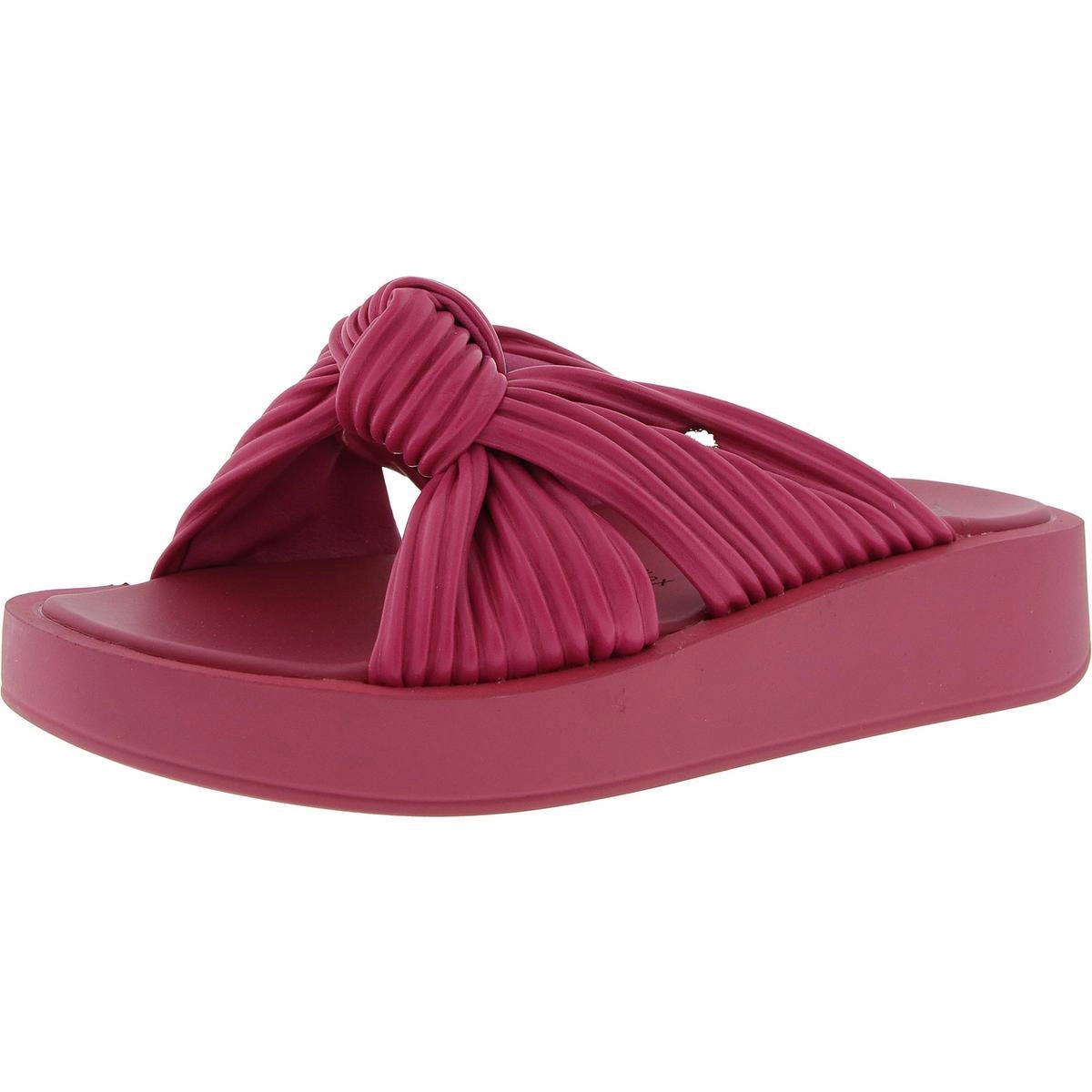 Nana Womens Pleated Faux Leather Slide Sandals