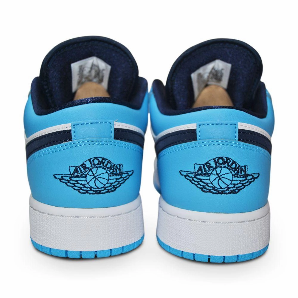 Nike Air Jordan 1 Low for Big Kids GS 553560 144 White DK Powder Blue Obsidian