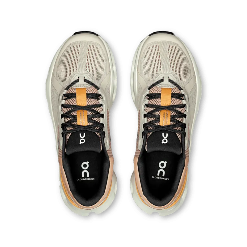 On Women's Cloudrunner 2 (Wide Width) - Pearl/Tangerine