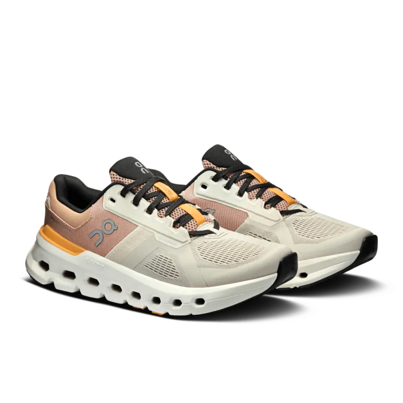 On Women's Cloudrunner 2 (Wide Width) - Pearl/Tangerine