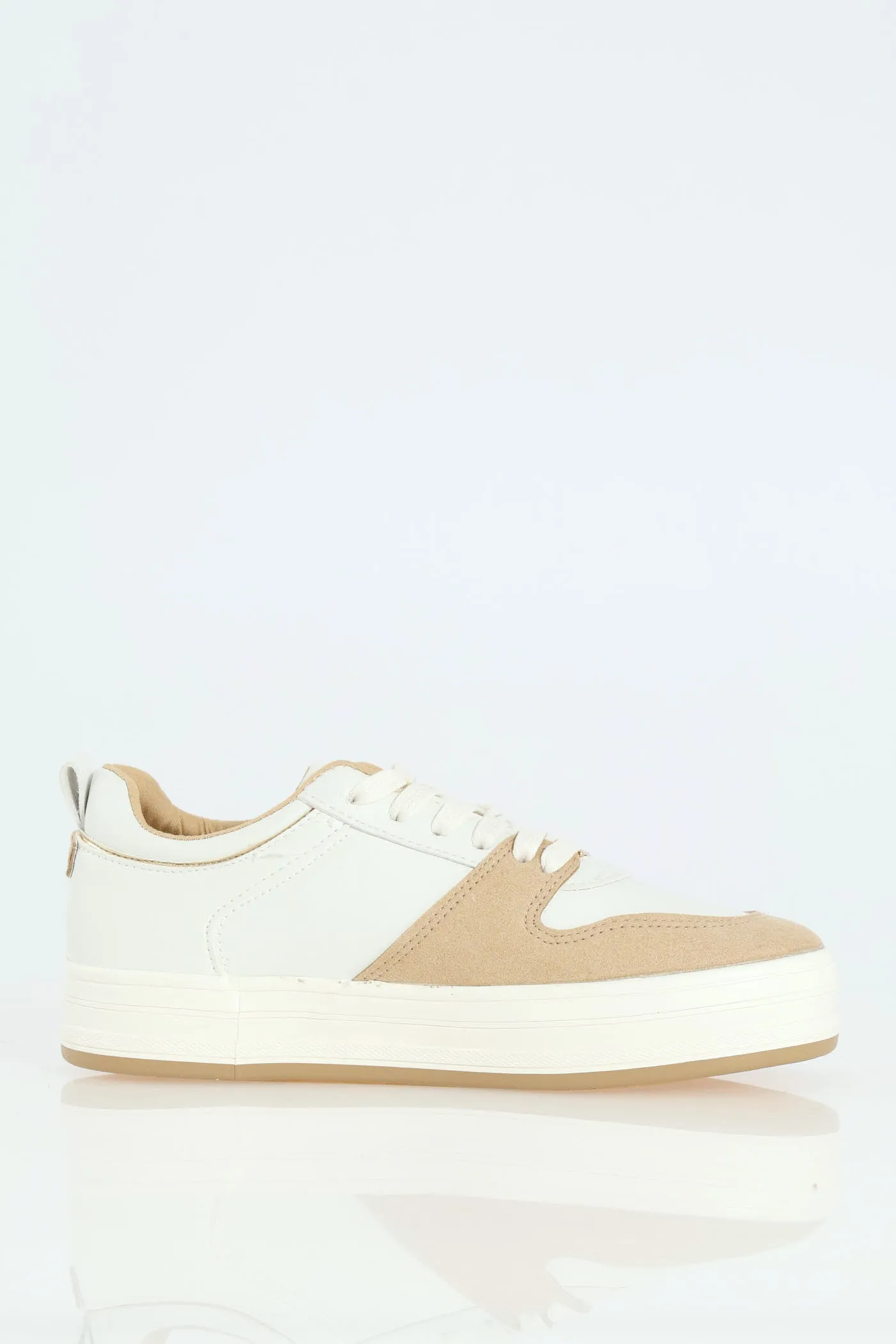 Panelled Platform Sneaker - White