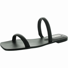 Pedra Womens Solid Faux Leather Slide Sandals