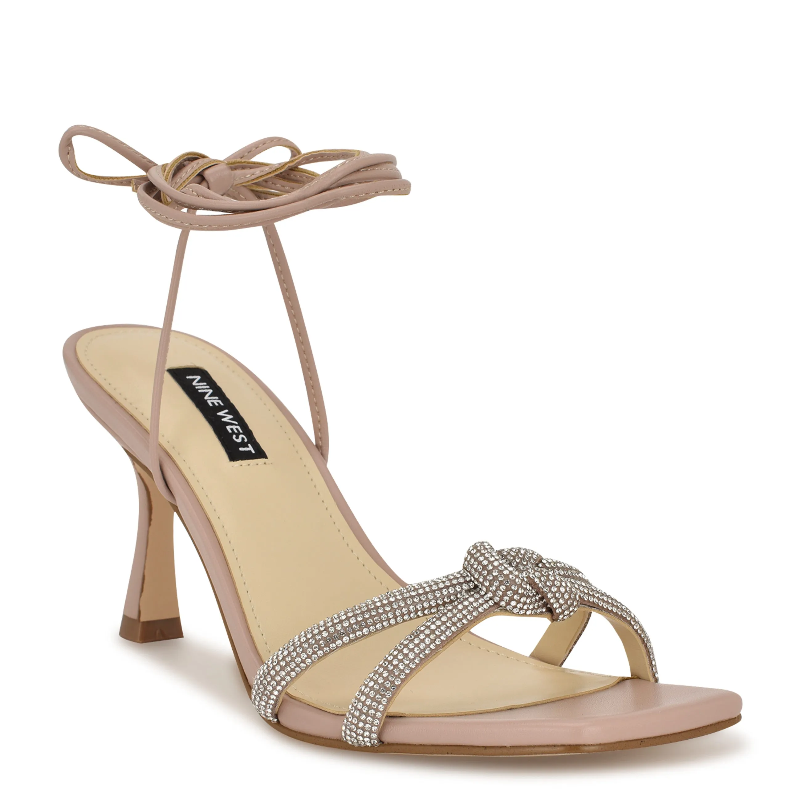 Raqchel Rhinestone Bow Ankle Wrap Sandals