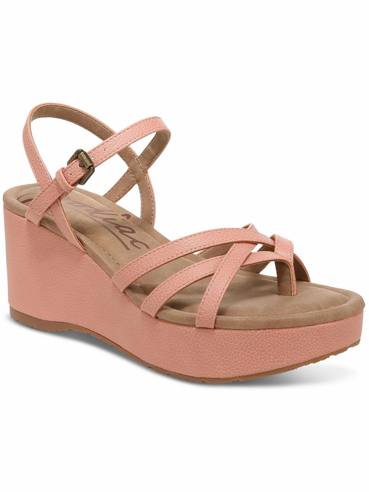 Rita Womens Strappy Buckle Wedge Sandals