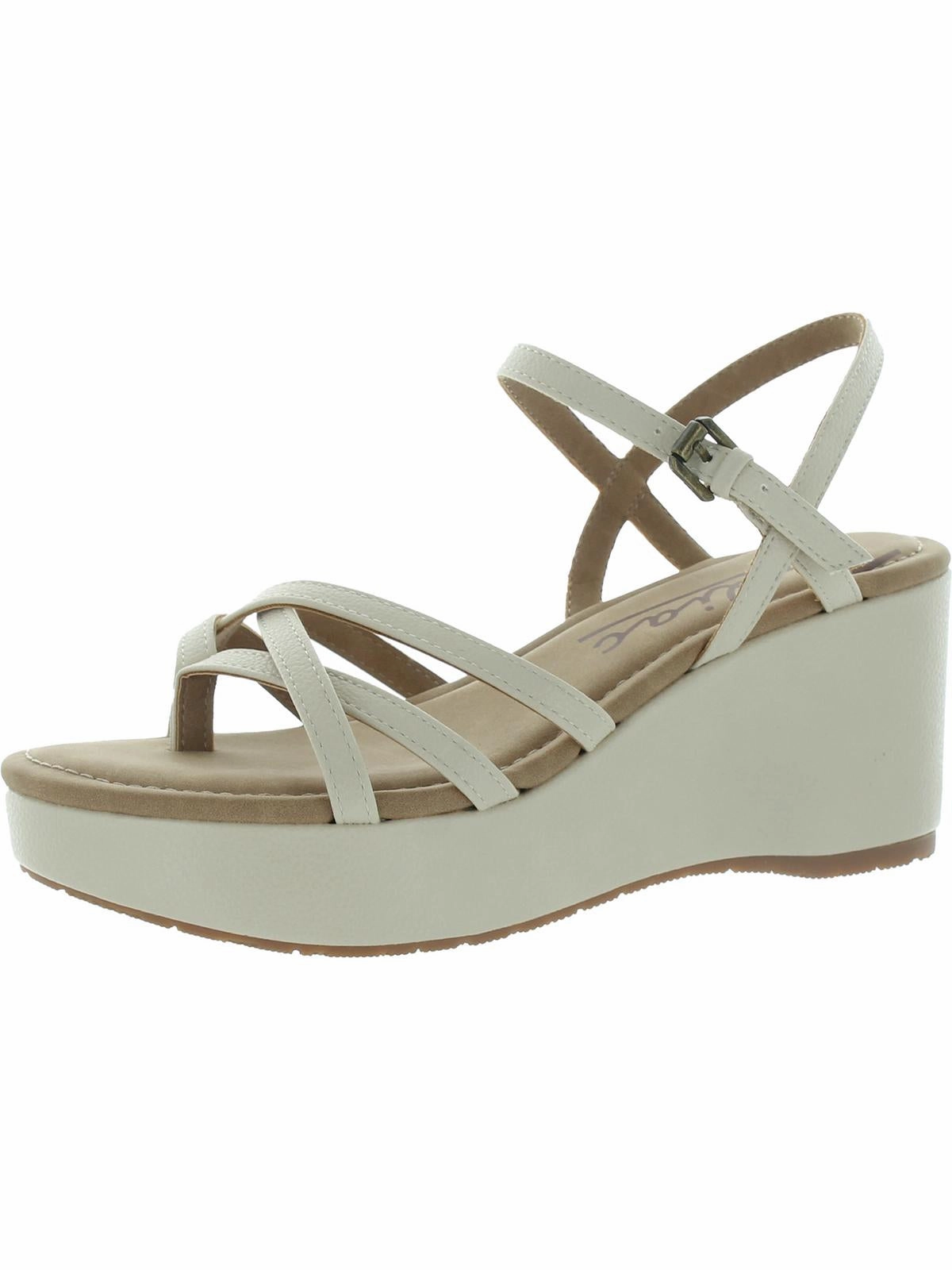 Rita Womens Strappy Buckle Wedge Sandals