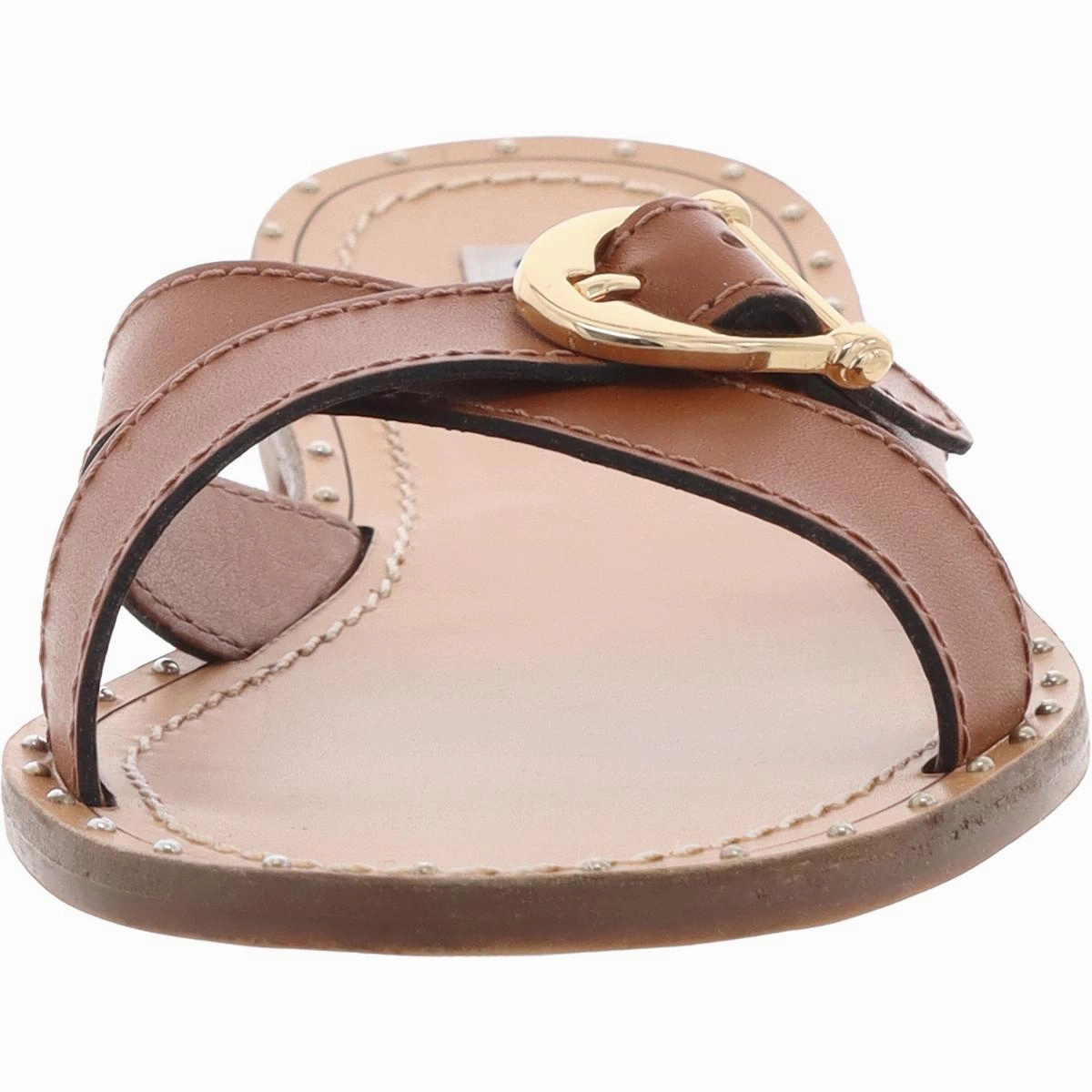 Rizz Womens Criss-Cross Leather Slide Sandals