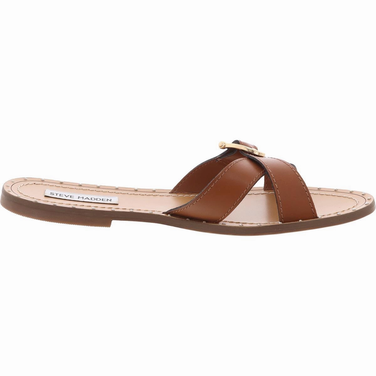 Rizz Womens Criss-Cross Leather Slide Sandals
