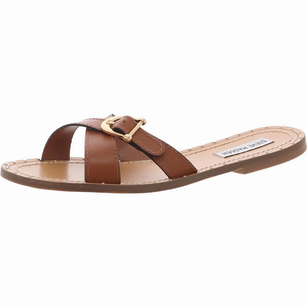 Rizz Womens Criss-Cross Leather Slide Sandals