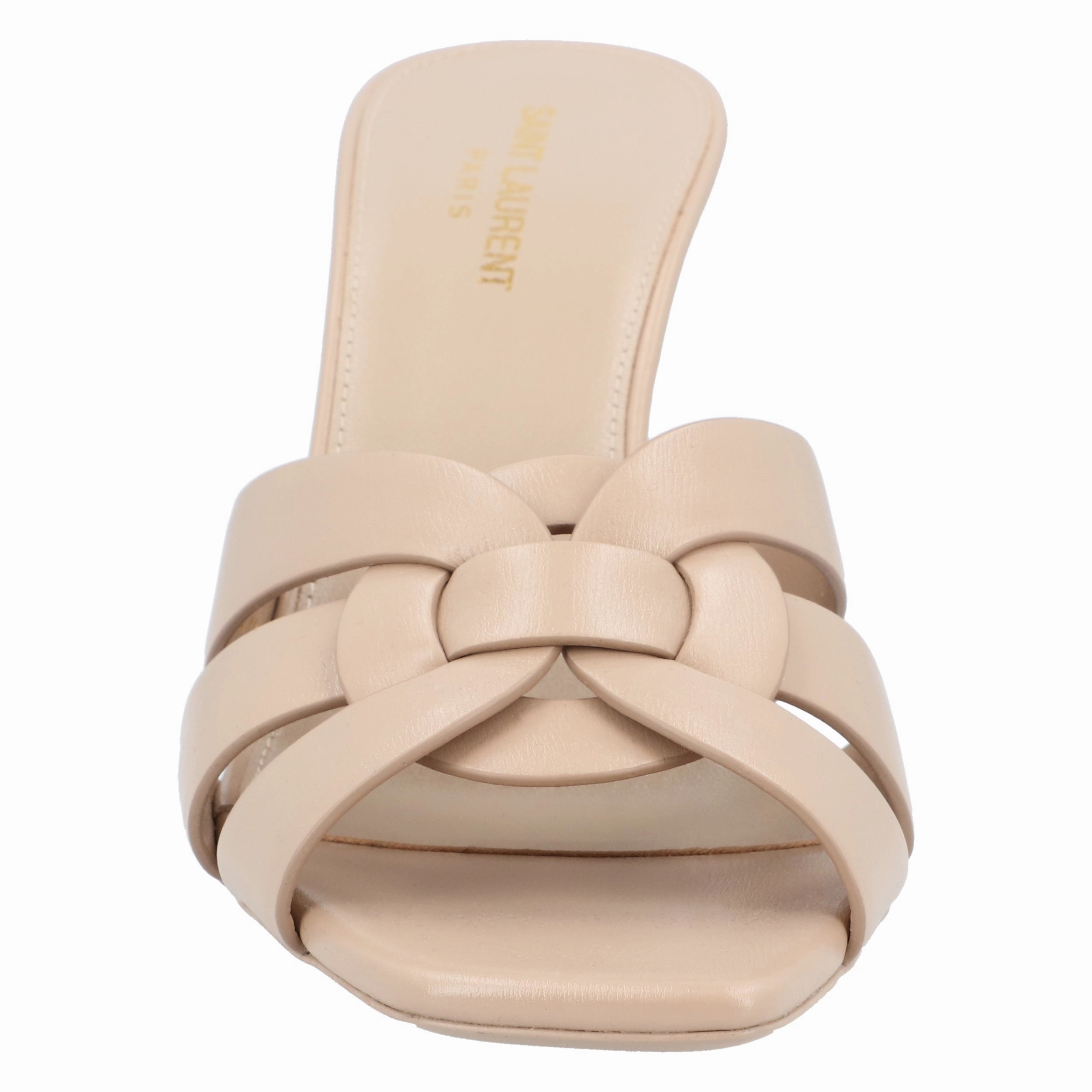 Saint Laurent Tribute Mules In Smooth Leather Beige