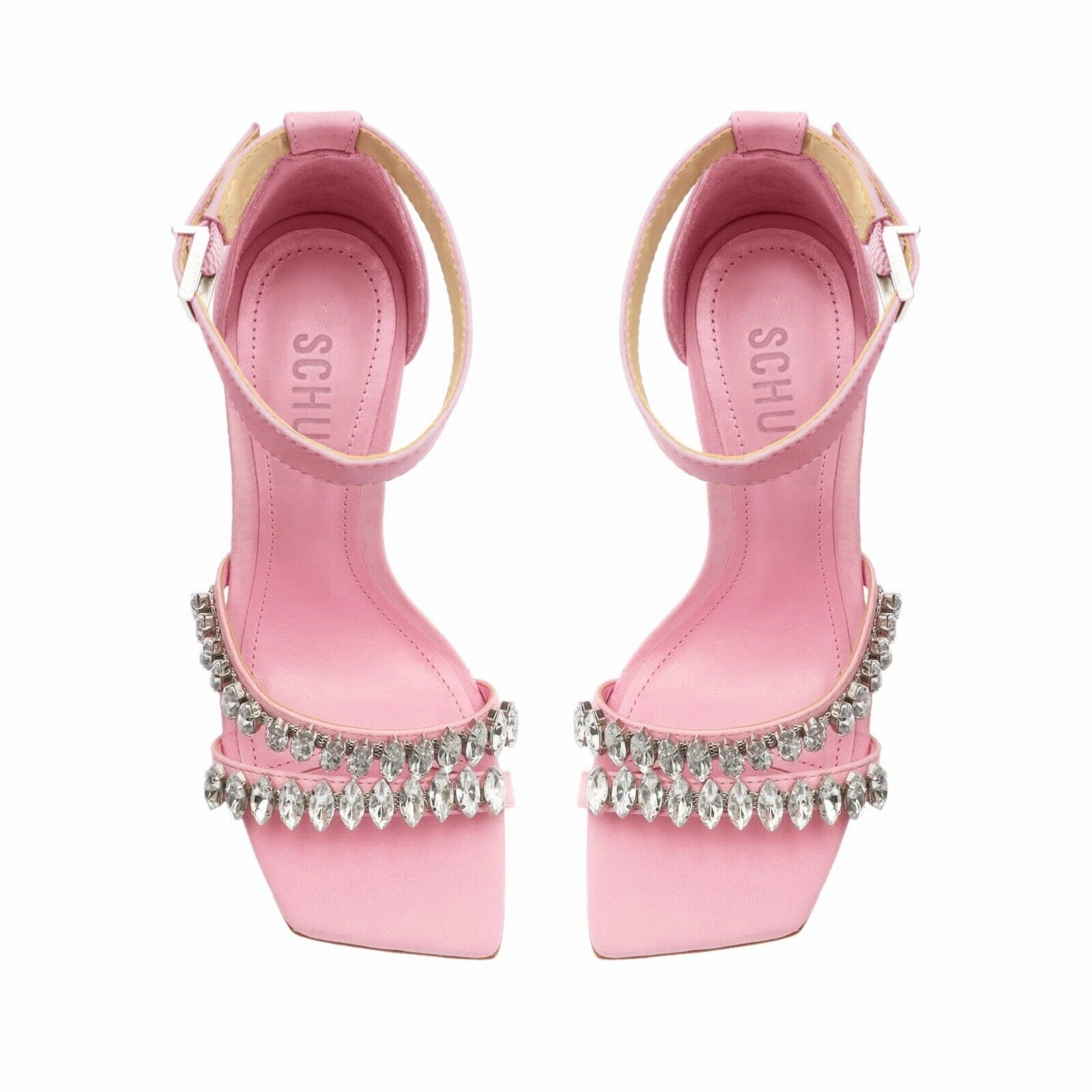 Schutz Linsey Sandal Women's 9.5 Pink Nubuck Embellished Stiletto Heel KHD1030