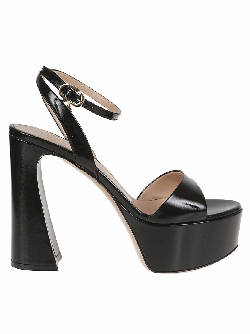 Sculptural Heel Leather Sandal