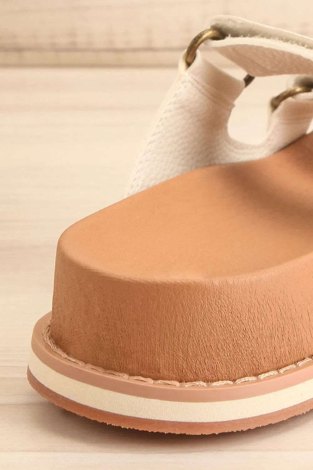 Siemna White | Slide Sandals w/ Velcro Straps