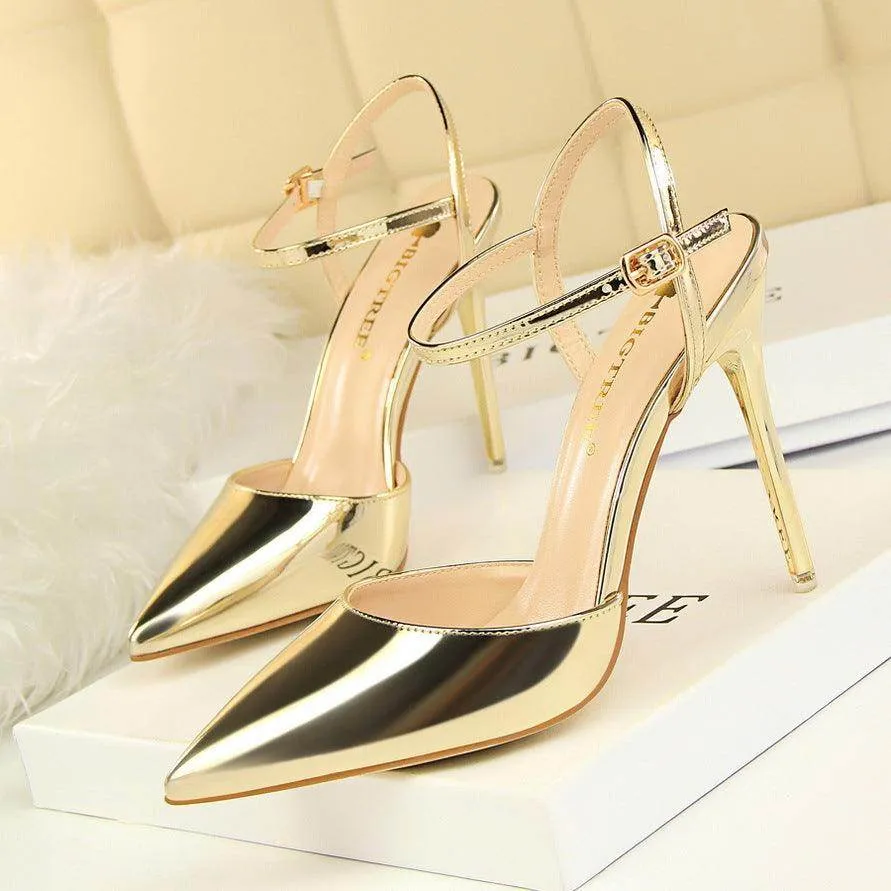 Silver Metallic Slingback Heel Sandals 552220831213