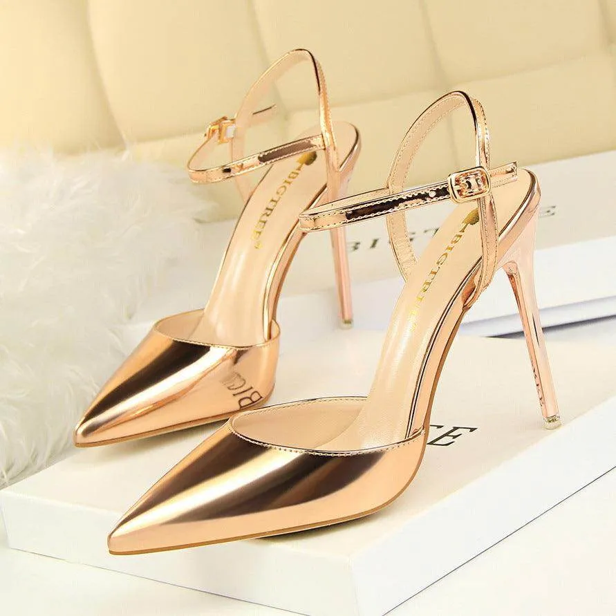 Silver Metallic Slingback Heel Sandals 552220831213