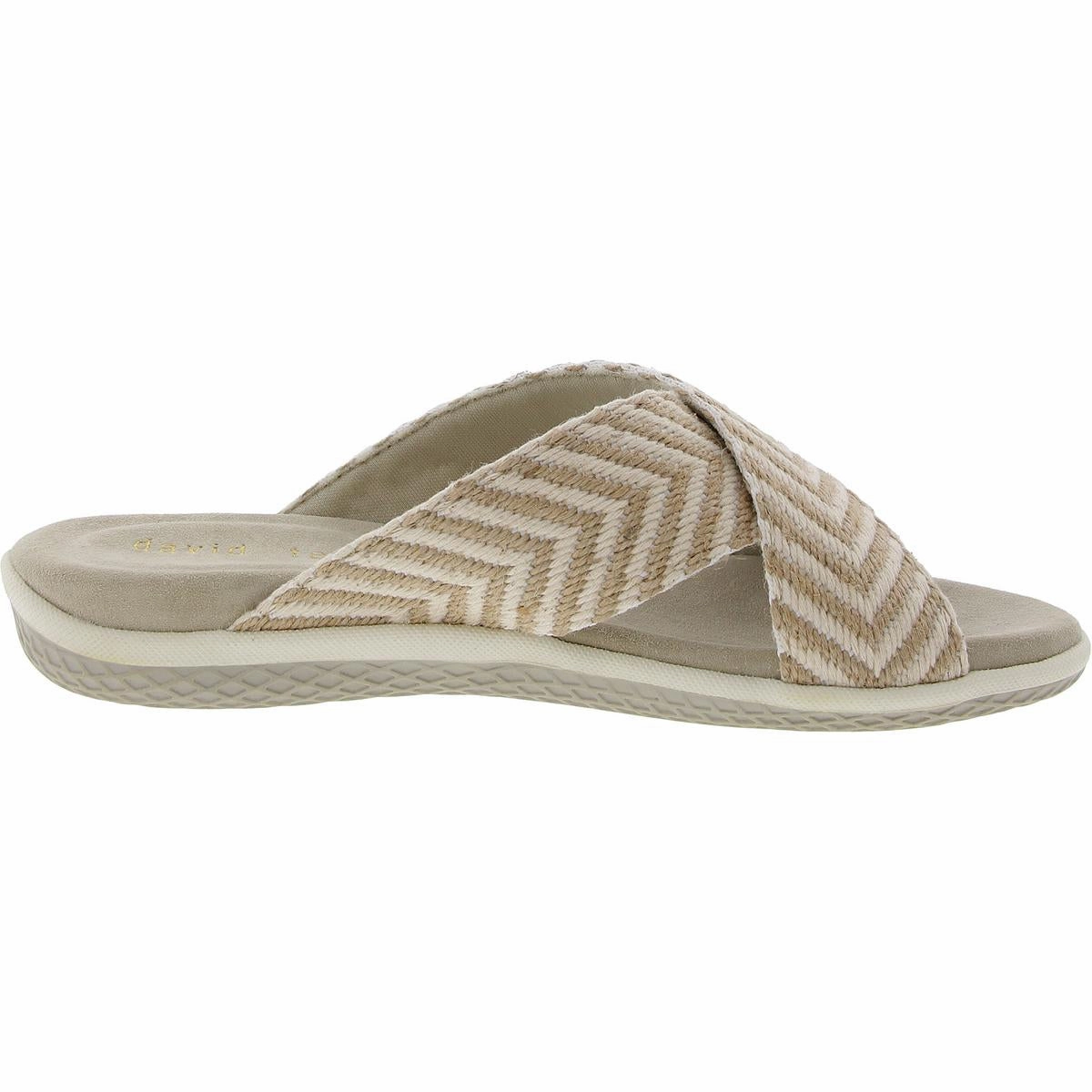 Sleek Womens Padded Insole Woven Slide Sandals
