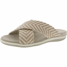 Sleek Womens Padded Insole Woven Slide Sandals