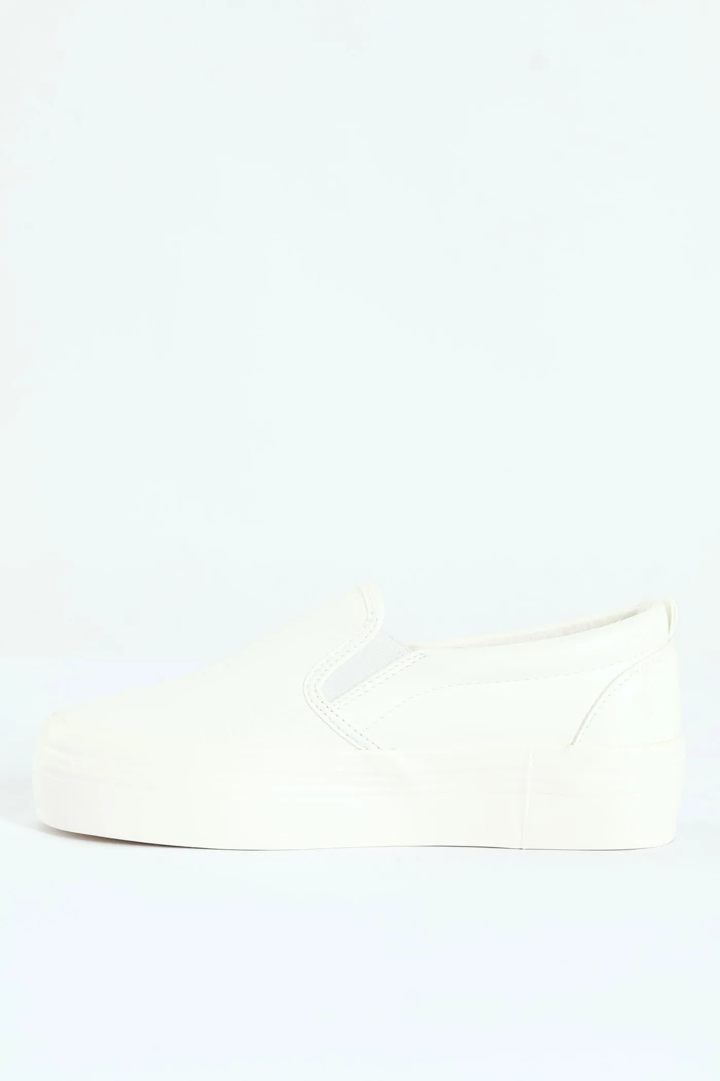 Snake Embossed Platform Slip On Sneaker - White