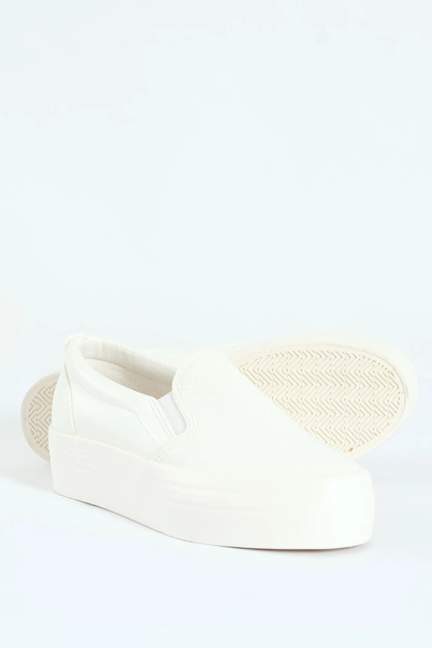 Snake Embossed Platform Slip On Sneaker - White