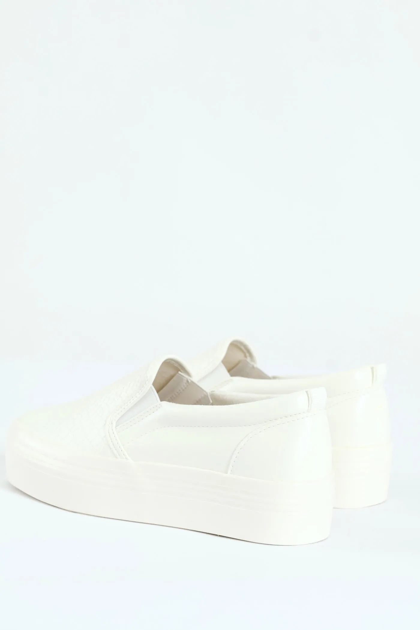 Snake Embossed Platform Slip On Sneaker - White