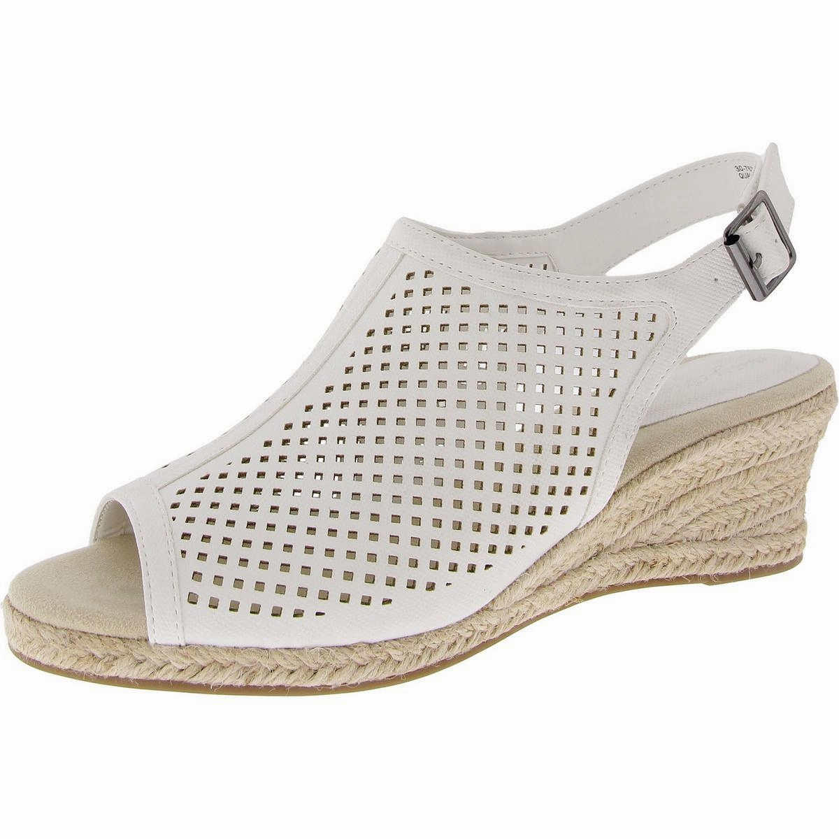 Stacy Womens Buckle Faux Leather Espadrilles