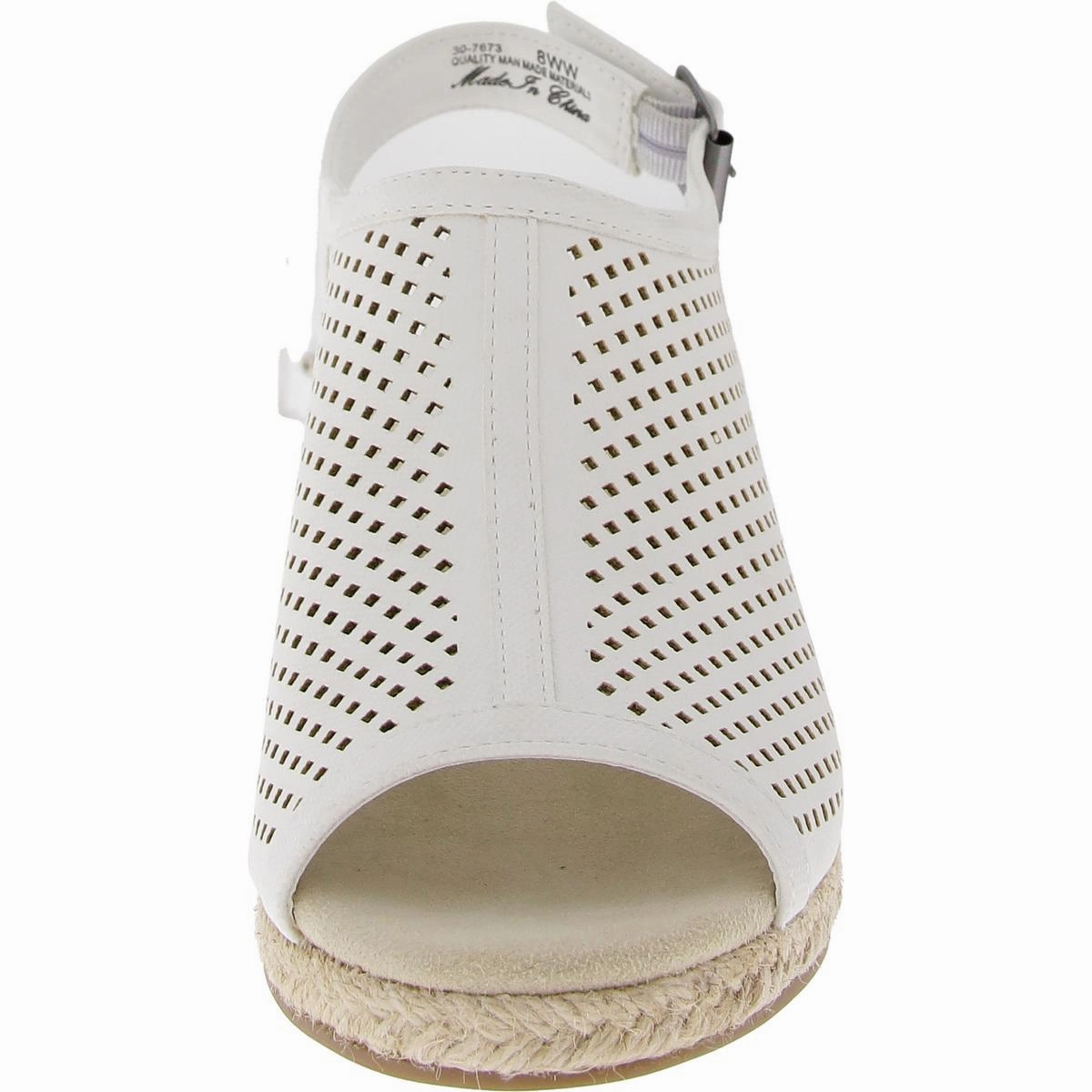 Stacy Womens Buckle Faux Leather Espadrilles