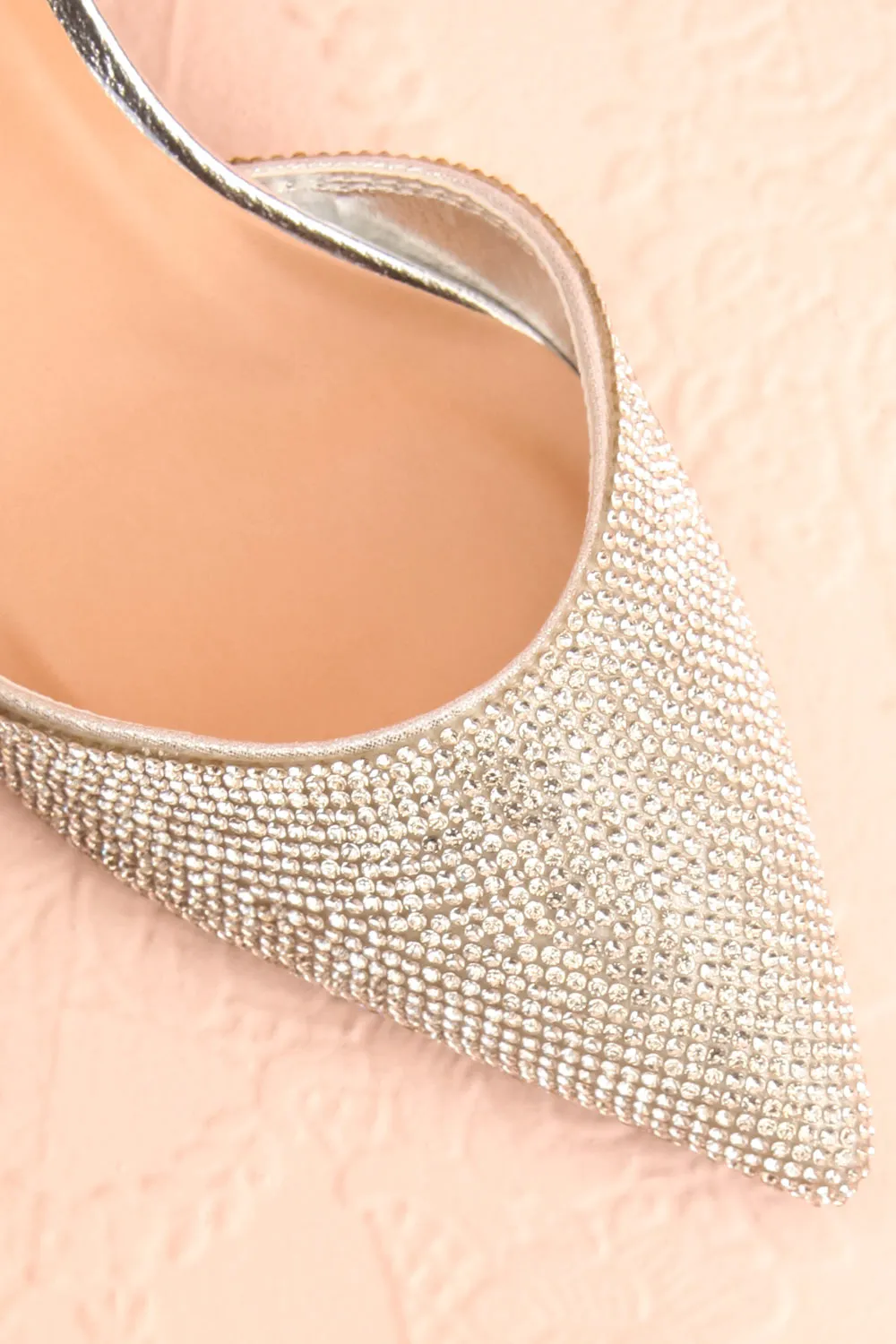 Starlight Silver |Pointed Toe Heels w/ Crystals