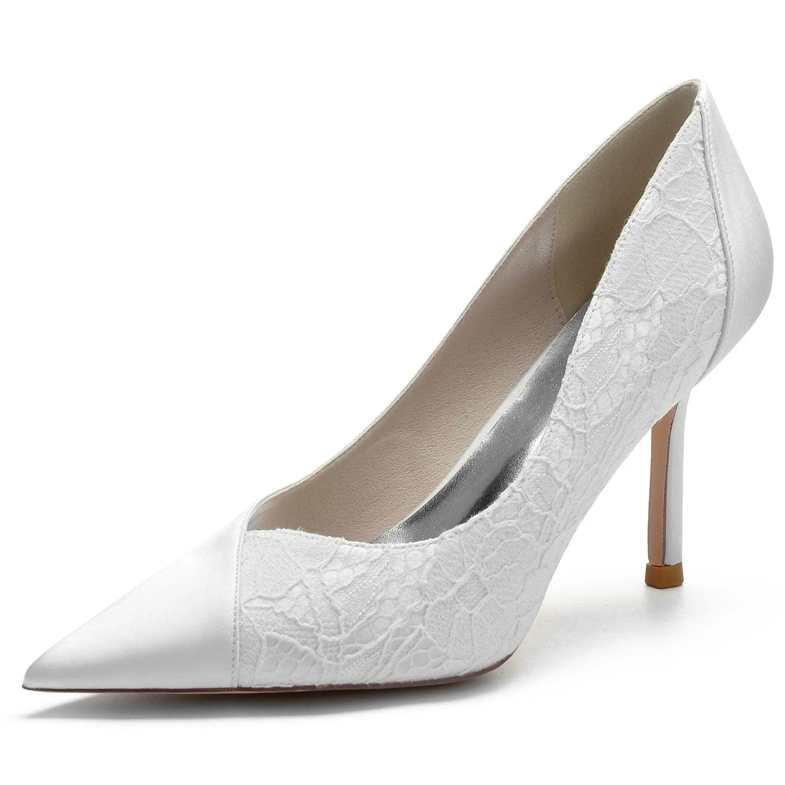 Stiletto Heel 8.5cm Silk-Like Lace Shoes CK0144