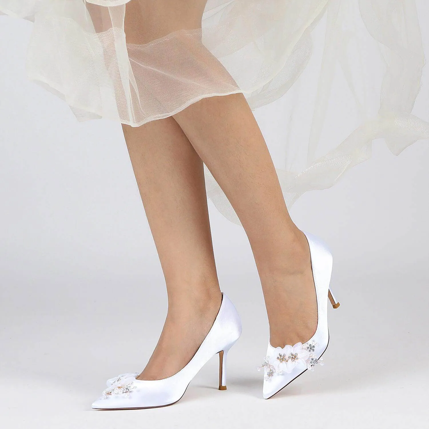 Stiletto Heel 8.5cm Silk-Like Shoes CK0433