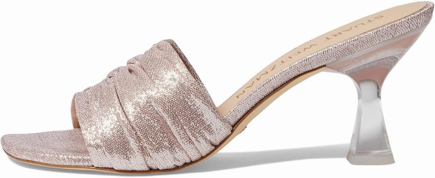 Stuart Weitzman Ruche 75 Sandals Women's 8.5 Poudre Square Toe Spool Heel KHD859