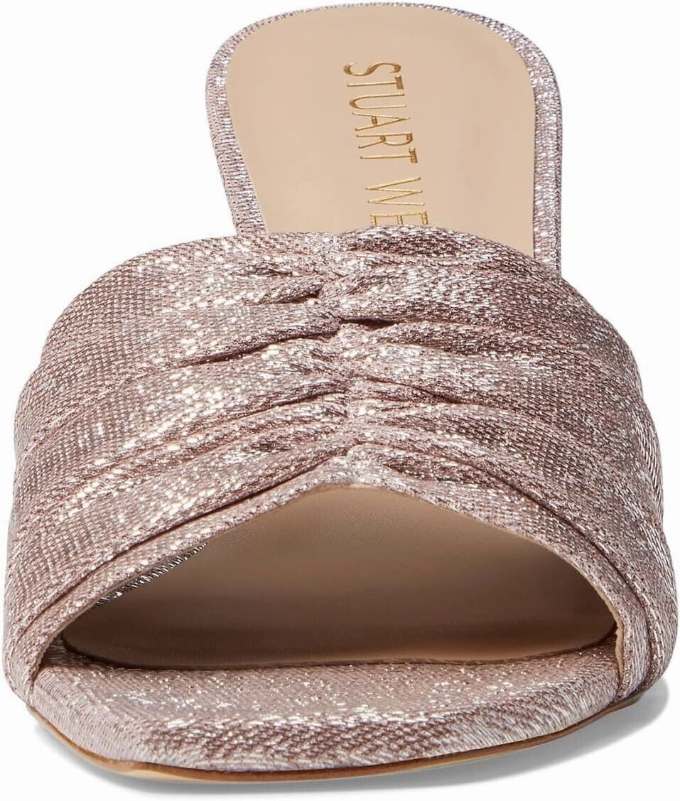 Stuart Weitzman Ruche 75 Sandals Women's 8.5 Poudre Square Toe Spool Heel KHD859